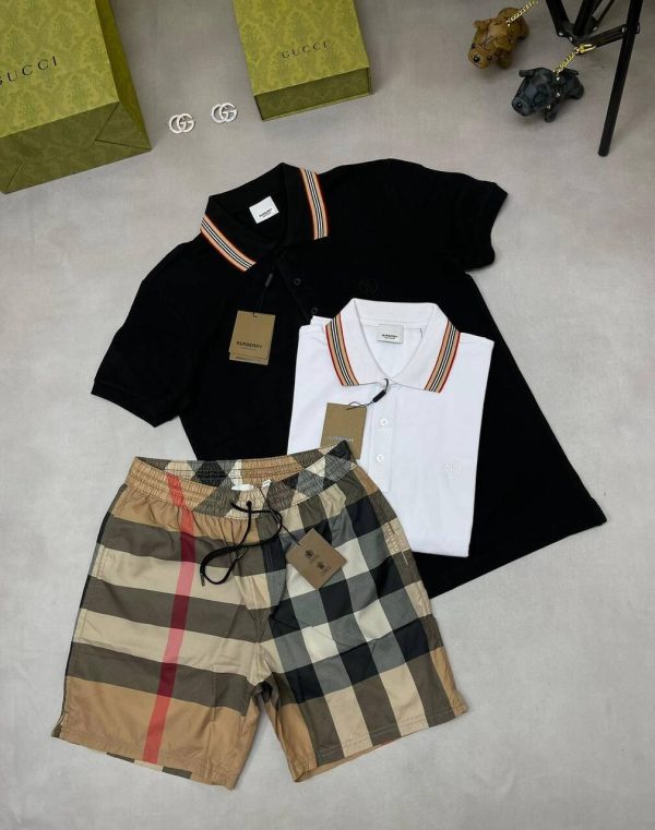 Burberry Men Luxury Superfit Replica Shorts Set Vertical Logo Polo Tshirt Men's Fake Reps Collar Tshirts Short Sets Boys Rep Unique T-Shirts Man Multicolor Tee Shirts Mans T Shirt First Copy Discount
