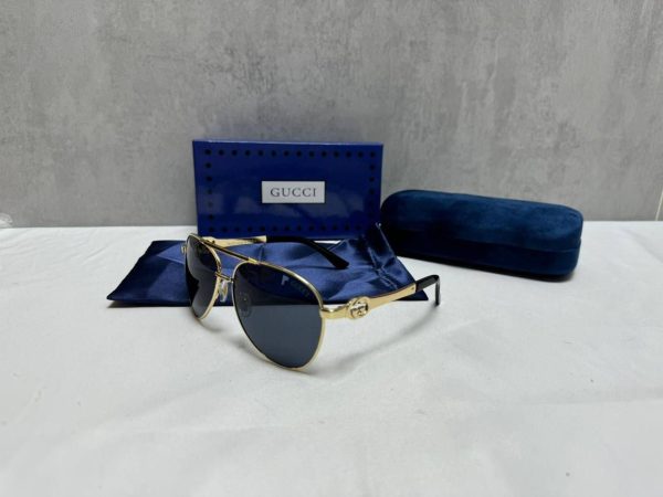 Gucci Black Gold Metal Sunglasses For Men & Women