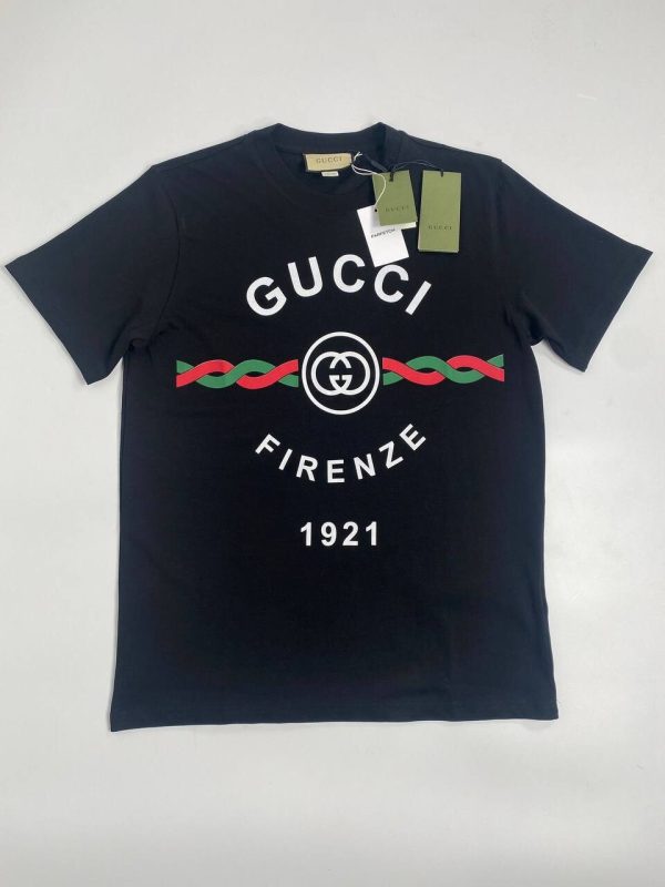 Gucci Firenze 1921 GG T-Shirt in Black & White Color For Men