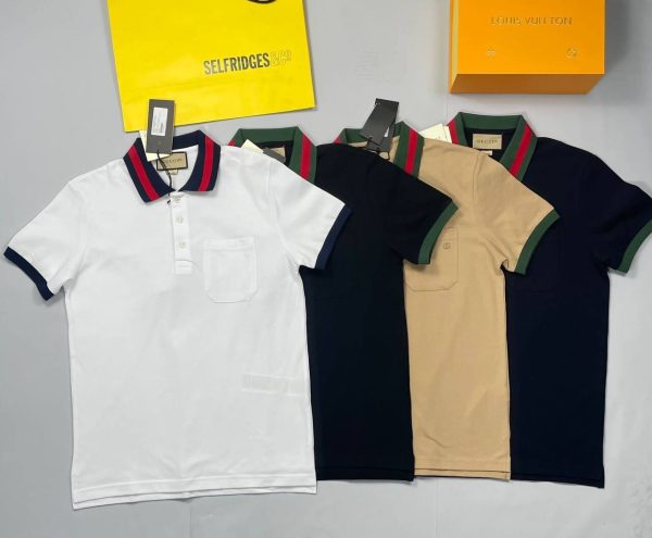 Gucci Luxury Web Collar Golf Piquet Polo Shirt In Different Colors