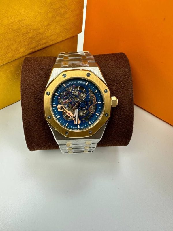 Balance Wheel Openworked Two Tone Watch For Men's