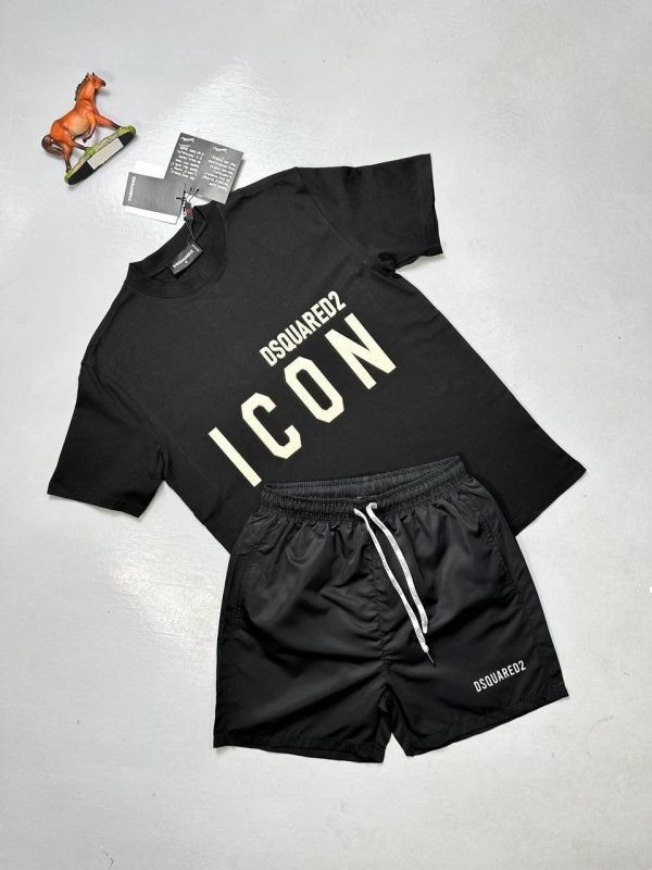 Dsquared2 ICON SHORTS AND T-SHIRT SET For Men in Black