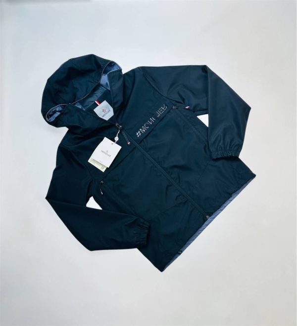 Moncler Joly Brand-Patch Shell Hooded Jacket For Men's in Navy Blue Color