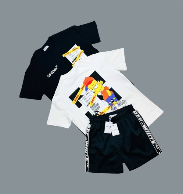 Off-White T-Shirts & Shorts Set For Men's in Different Colors