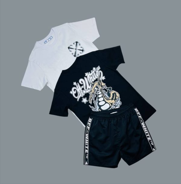 OFF-WHITE Dragon Skate T-Shirts & Shorts Sets in Different Colors For Men's