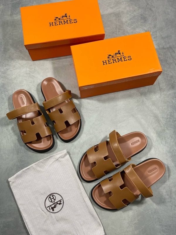 Hermes Chypre Sliders in Brown Color For Men's