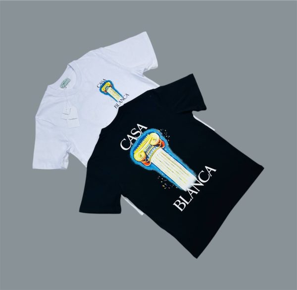 Casablanca Crew Neck La Colonne T-Shirts For Men's in Different Colors