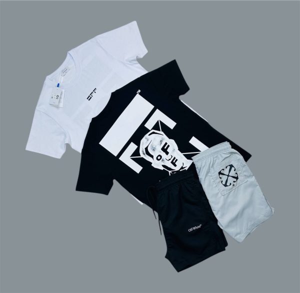 Off-White Logo Printed T-Shirts & Shorts Sets in 2 Colors For Men's