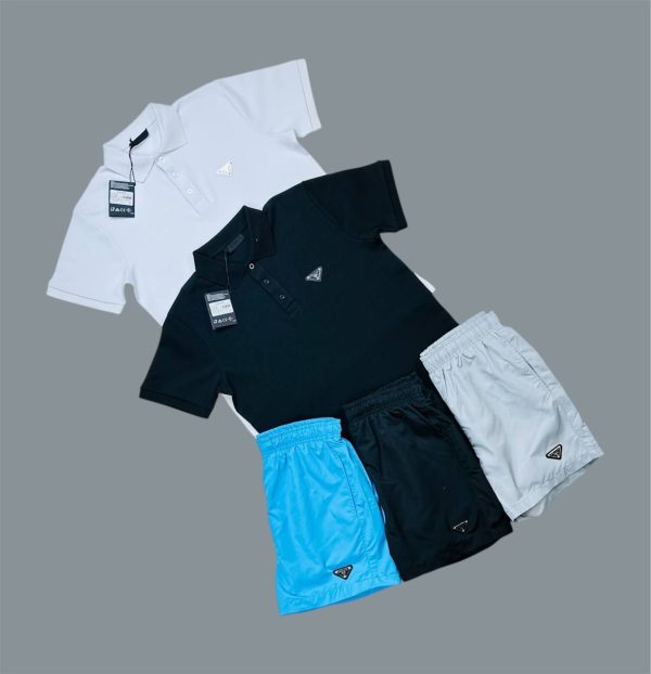 Prada Logo Printed Polo Shirts & Shorts Sets For Men's in Different Colors