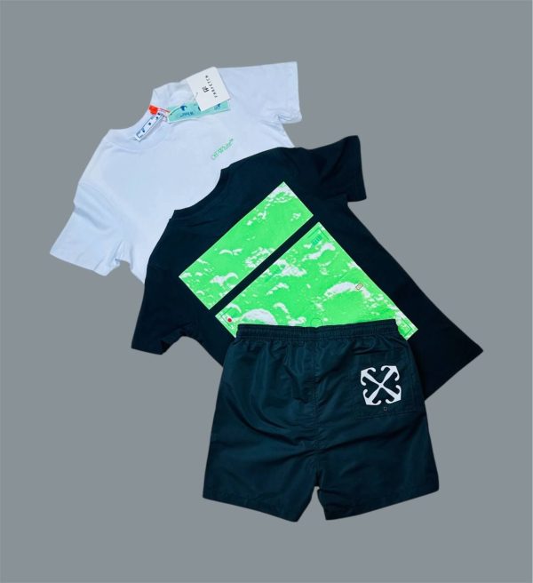 Off-White Logo Printed Round Neck T-Shirts & Shorts Sets For Men's in Different Colors