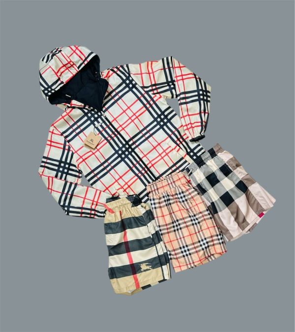 Burberry Vintage Check Panel Jacket & Shorts Sets in Different Colors