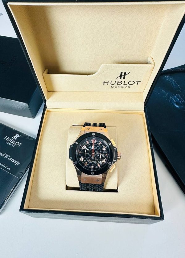 Hublot Big Bang Men's Black Watch in Rose Gold Color