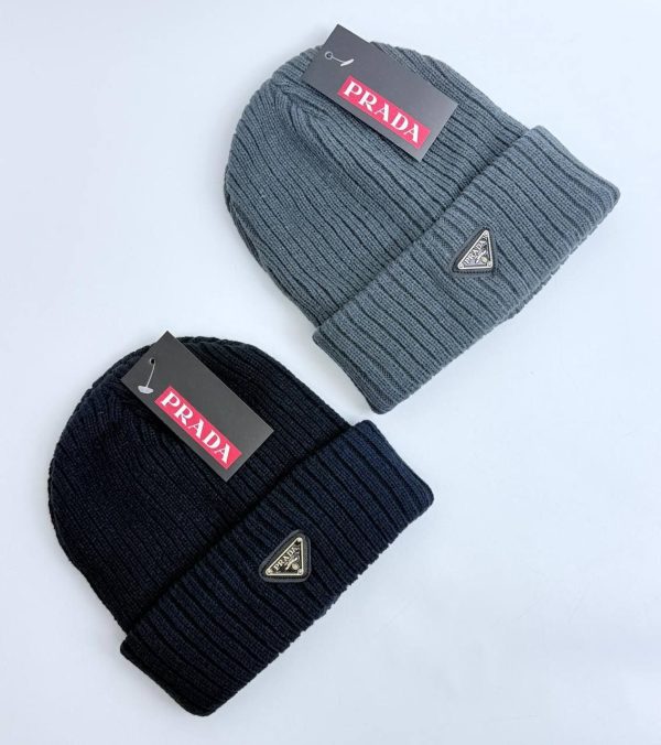 Prada Beanie Patch Program Wool Hat Mens in 2 Different Colors