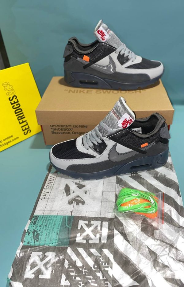 Nike Air Max 90s Black Grey Off White Sneakers For Men's