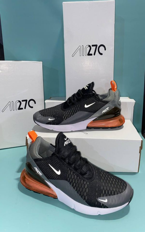 Nike Air Max 270 Essential Black Grey Orange White Men's Sneakers