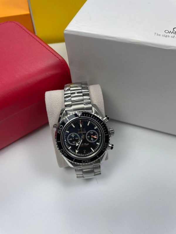 Omega Seamaster Planet Ocean Chronograph Steel Watch in Black Dial For Men