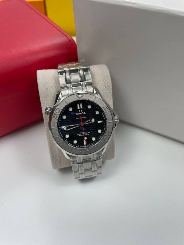 Omega Seamaster Diver 300M Professional Wave Black Dial & Silver Chain Men's Watch