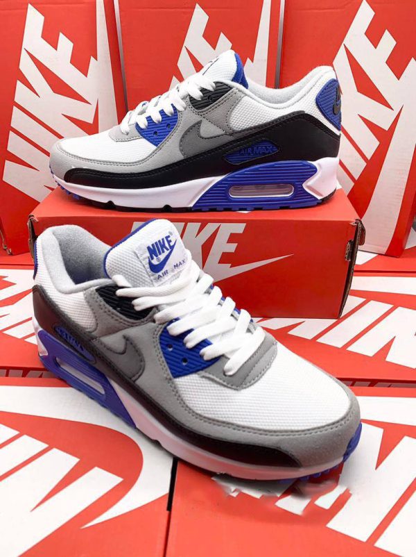 Nike Air Max 90s White Hyper Recraft Royal Black Particle Grey Sneakers For Men
