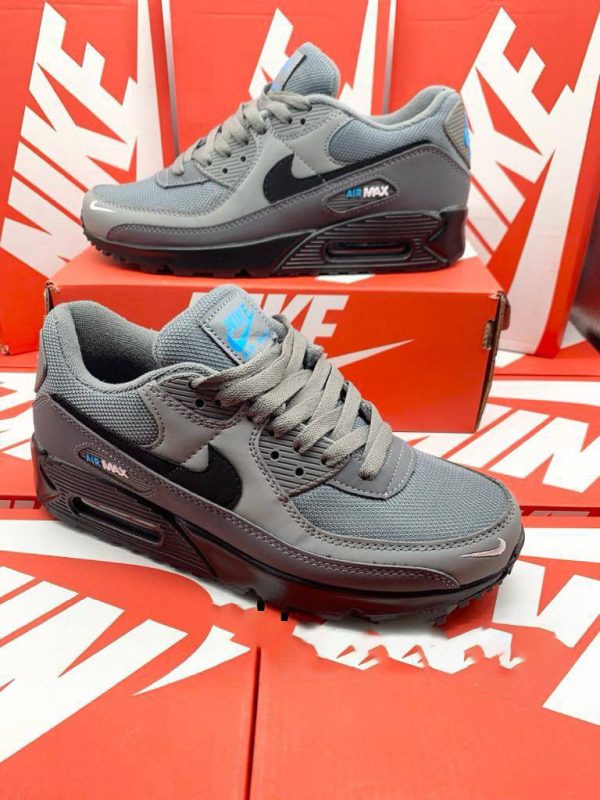 Nike Air Max 90 Smoke Grey Light Photo Blue Metallic Silver Black Men's Sneakers