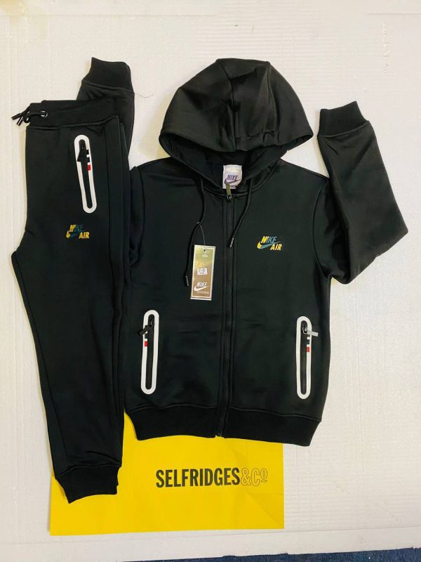 Nike Sportswear Tech Fleece Full-Zip Hoodie & Joggers Set Dark Heather Grey Black Blue For Kid's