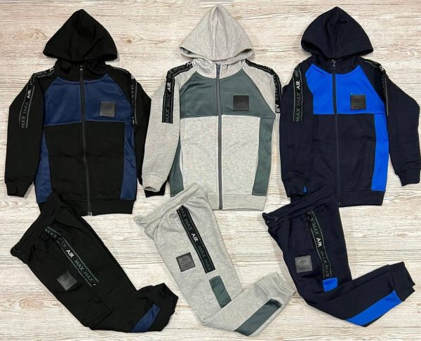 Nike Air Max Full-Zip French Terry Hoodie Tracksuit Sets For Kid’s in 3 Colors