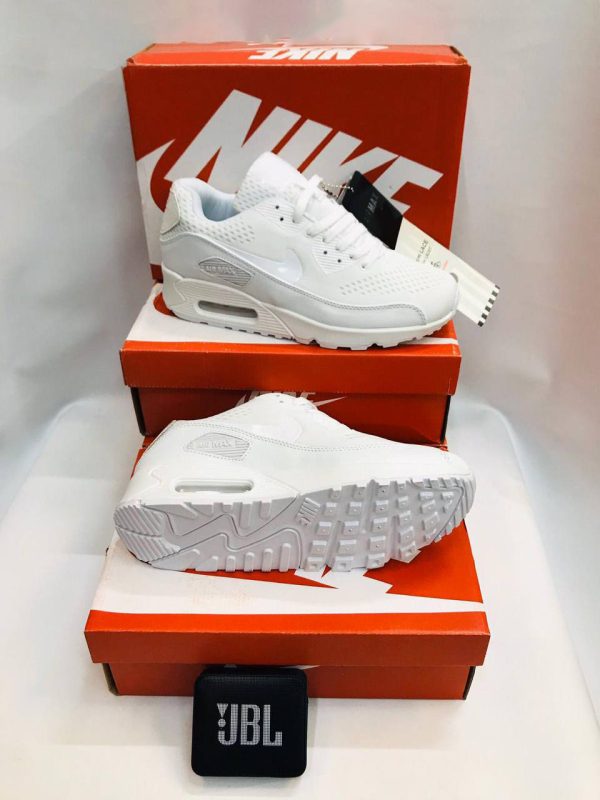 Nike Air Max 90 Shoe Triple White Wolf Grey Men's Trainers
