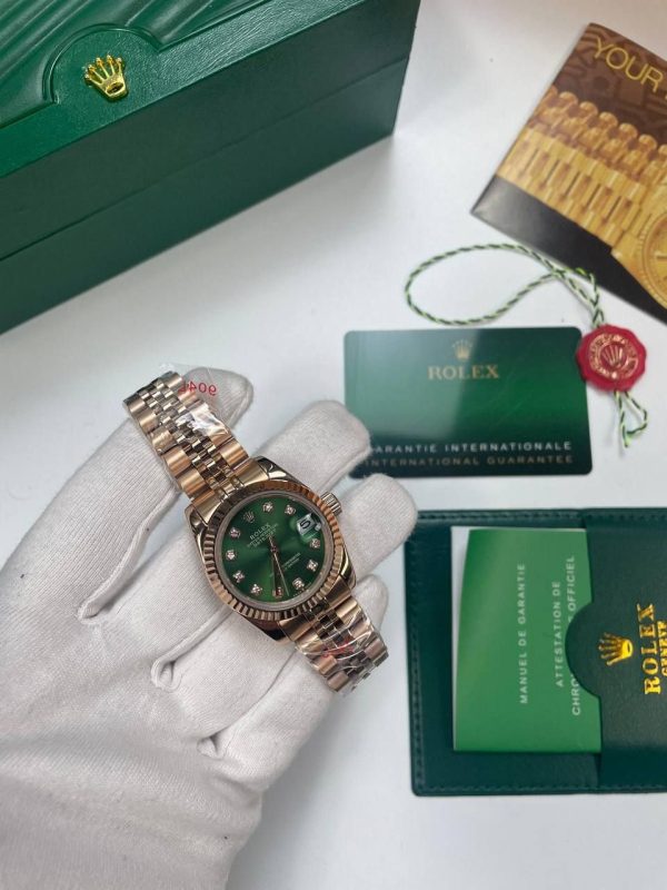 Rolex Datejust Rose Gold Women's Watch in Green Dial