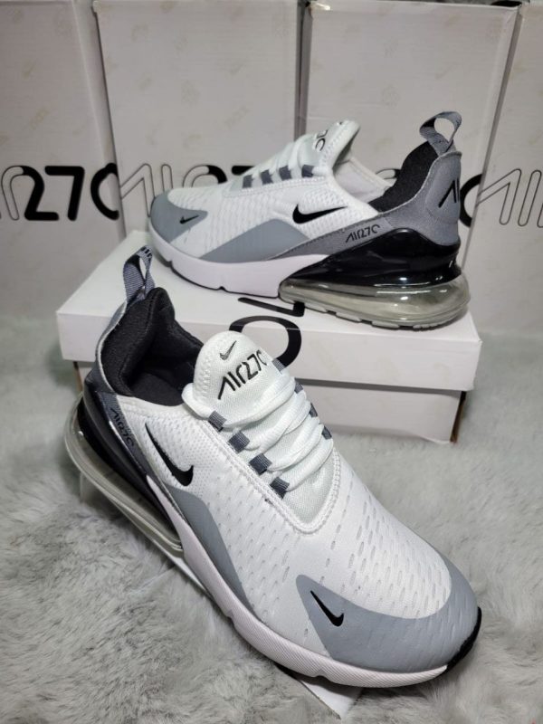 Nike Air Max 270 White Pure Platinum Light Smoke Grey Black Trainers For Men's