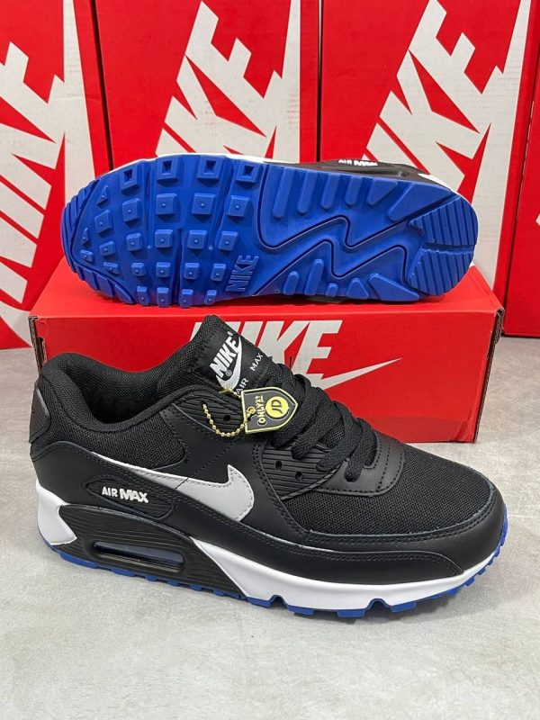 Nike Air Max 90 Black & White-Hyper Cobalt Trainers