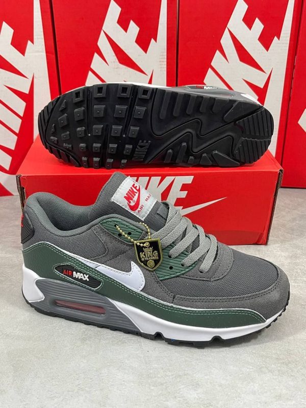 Nike Air Max 90 Iron Grey White University Red Trainers For Men's