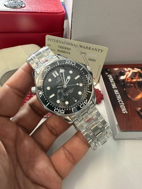 Omega Seamaster Diver Men's Watch with Silver Chain Strap in 2 Colors