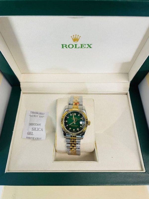 Rolex Datejust Green Floral Motif Jubilee Watch For Women's