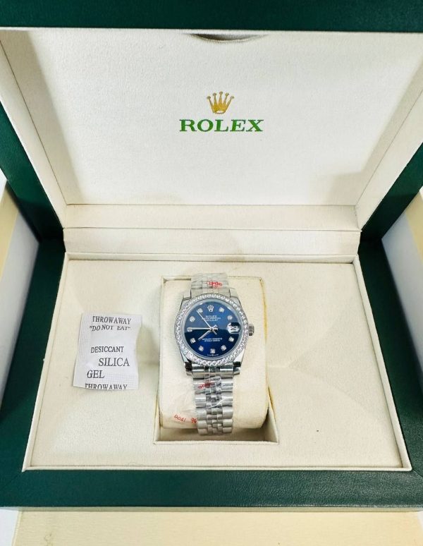 Rolex Datejust Stainless Steel Blue Diamond Dial Women's Watch