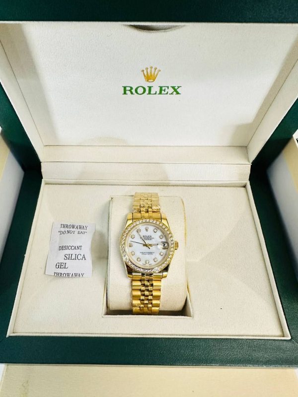 Rolex Datejust Yellow Gold & White Diamond Dial Women's Watch