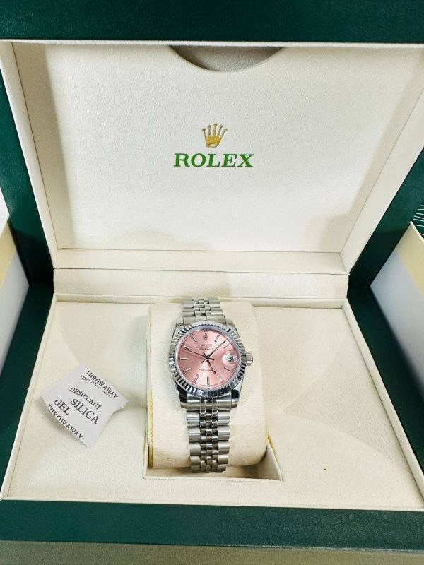 Rolex Datejust Pink Dial Fluted & Jubilee Women's Watch