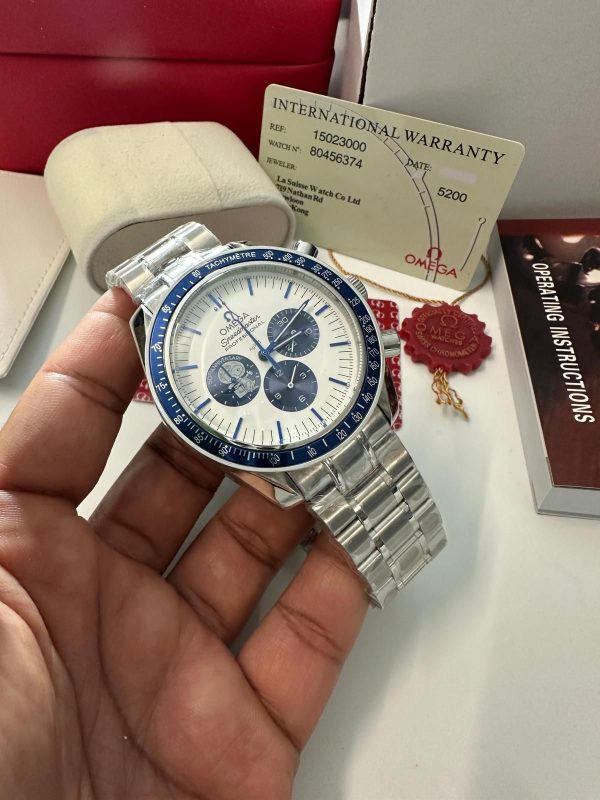 Omega Speedmaster 50th Anniversary Watch For Men's with Silver Chain Strap