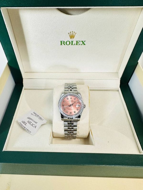 Rolex Ladies Datejust Pink Dial Diamond Watch in Jubilee Bracelet