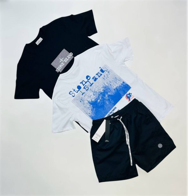 Stone Island COMBED ORGANIC T-Shirts & Shorts Sets For Men's in Different Colors