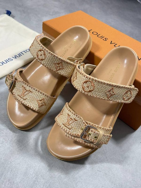 Louis Vuitton Women's Natural Woven Bom Dia Comfort Flat Sliders