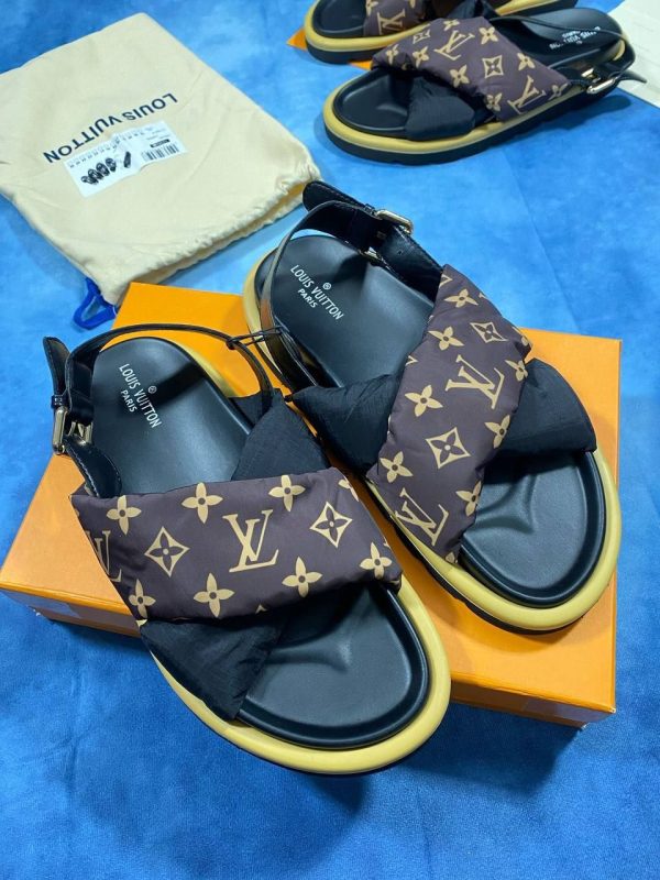 Louis Vuitton Women's Calfskin Padded Nylon Flat Comfort Sliders