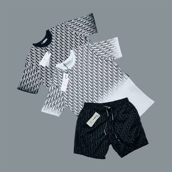 Dior Oblique Cotton Jacquard T-Shirt & Shorts Set in Different Colors For Men's