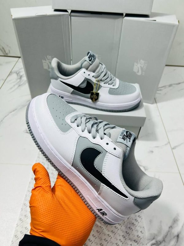 Nike Air Force 1 Surfaces in Grey & White With Cut-Out Swooshes Men's Trainers