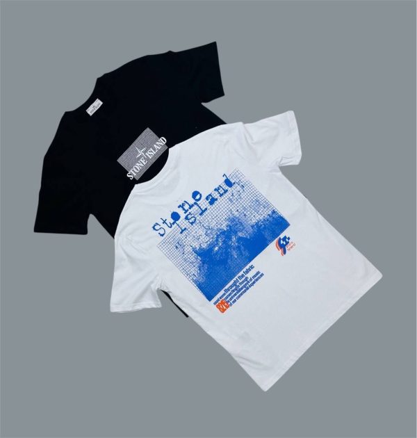 Stone Island Printed Cotton T-shirt For Men's in 2 Colors