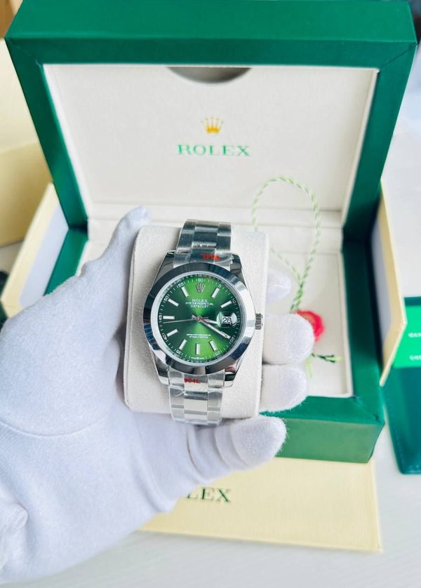 Rolex Datejust Silver Green Dial Men's Watch