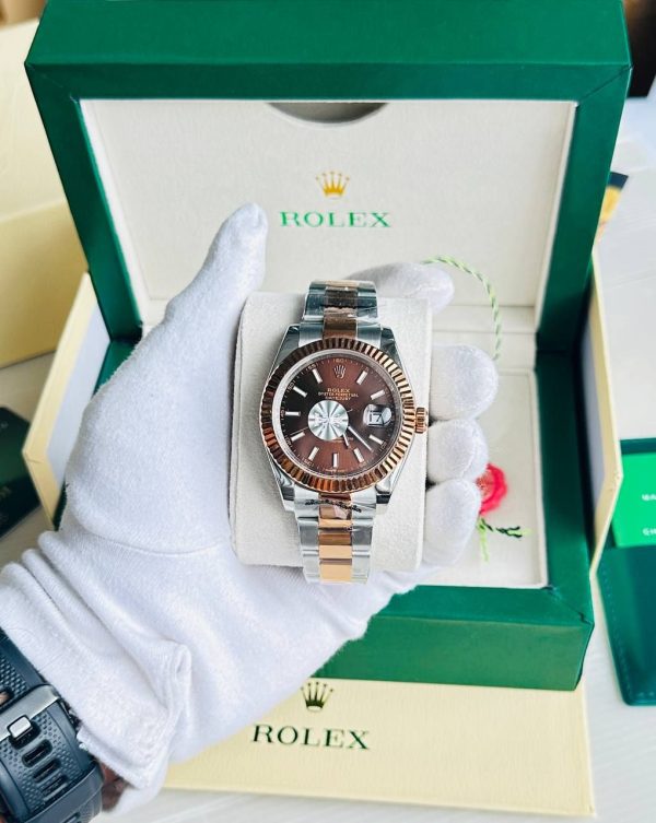Rolex Datejust Chocolate Dial Rose Gold and Steel Men's Watch