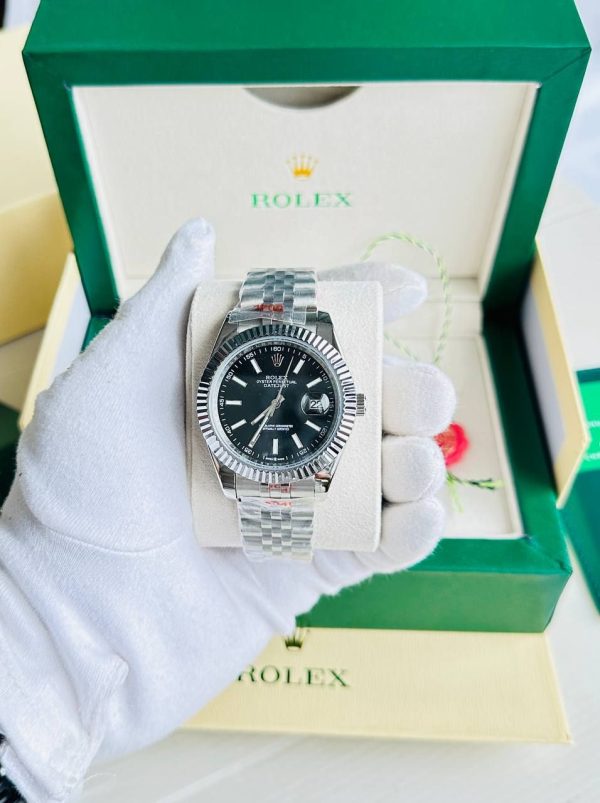 Rolex Datejust Black Dial Fluted Bezel Men's Watch