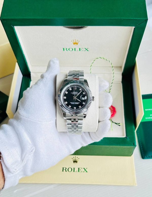 Rolex Datejust Fluted Bezel Black Dial Men's Watch