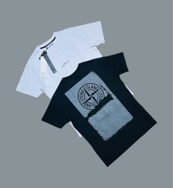 Stone Island Large Print T-Shirts Crew Neck For Men's in 2 Colors