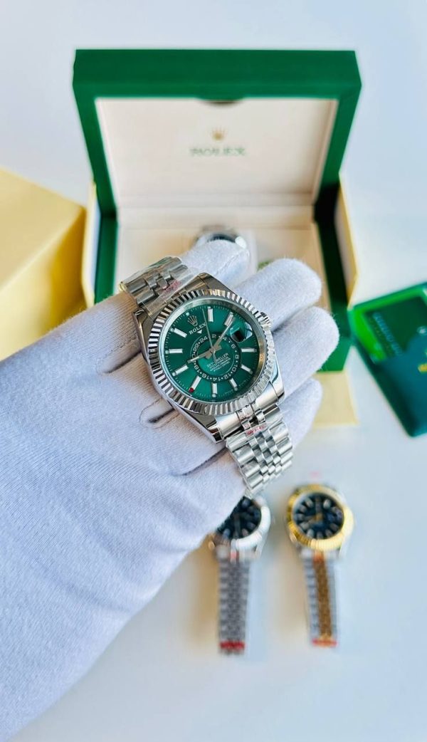 Rolex Sky Dweller Mint Dial Men's Watch with Silver Chain