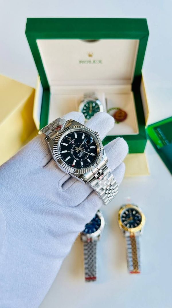 Rolex Sky-Dweller Steel Silver Chain Black Dial Men's Watch